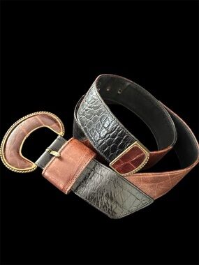 Vintage Alden Howard Croc Embossed Leather Belt